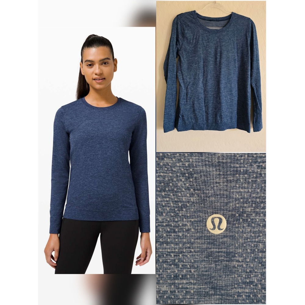 Lululemon Swiftly Breathe‎ Relaxed-Fit Long Sleeve Shirt Size 8 Blue